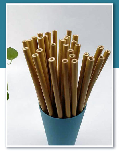 Bamboo Straws | Green & Yellow Bamboo, Straight Pipe
