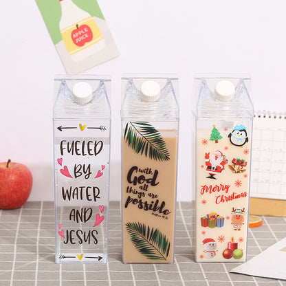Plastic Milk Cup | Square Water Bottle, Milk Tea