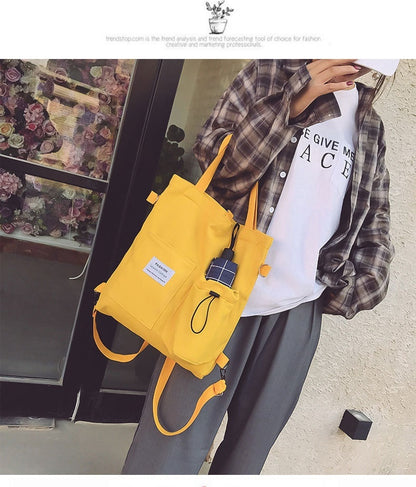 Canvas Backpack | Black, White, Yellow, Pink