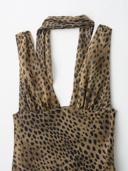 Polyester Animal Print Scarf Dress | Midi, Casual, Female