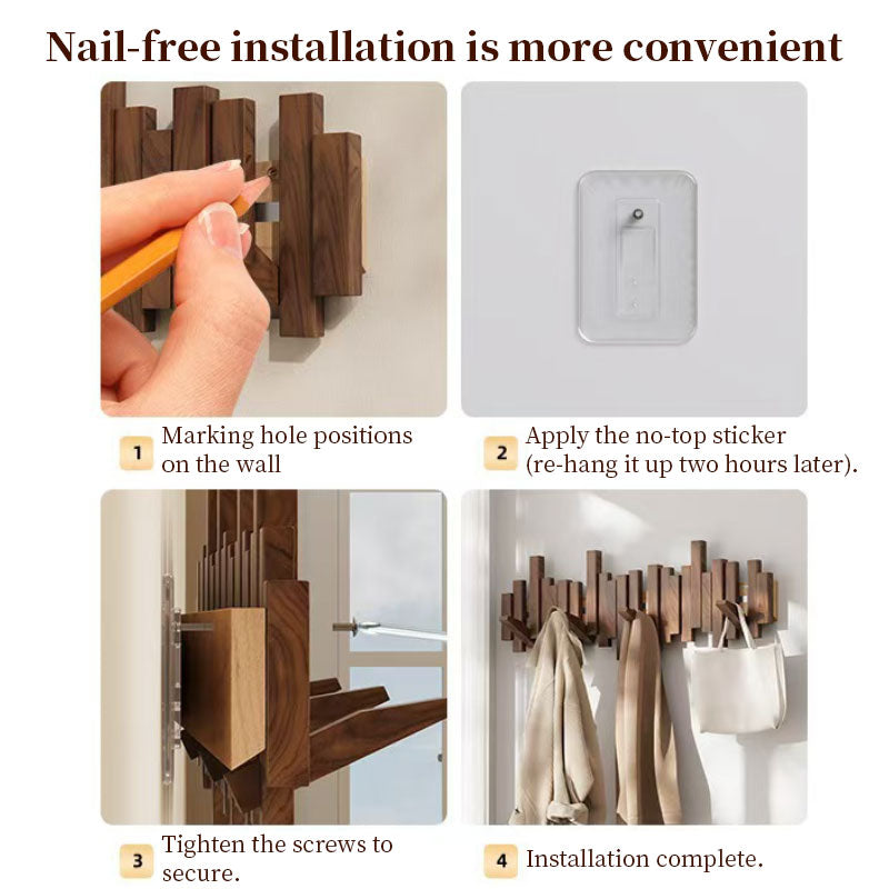 Beech Wood Wall-Mounted Piano Key Coat Rack