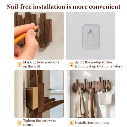 Beech Wood Wall-Mounted Piano Key Coat Rack
