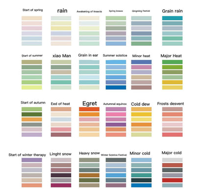 24 Solar Terms Washi Tape Set — 6 Rolls, Nature-Inspired Palettes