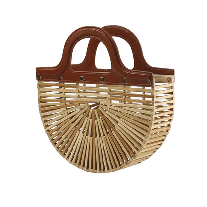 Bamboo Woven Beach Bag | Handheld, Grass Material