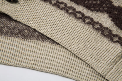 Knitted Sweater Jacket | Khaki, Black, Loose Fit