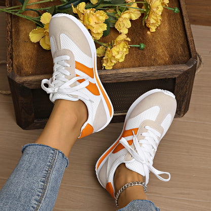 Fabric Lace-Up Sports Shoes | Orange, Women’s, Size 36-43