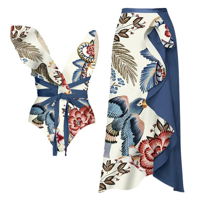Polyester Floral Bikini Set | One Shoulder, Adult Female
