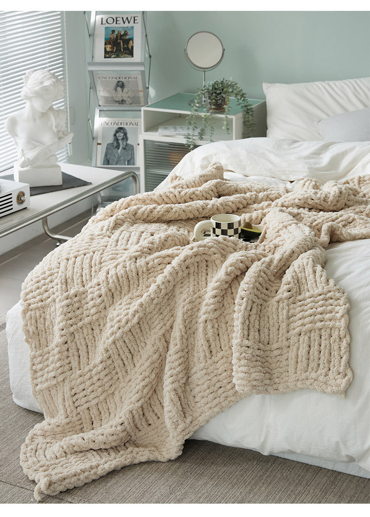 Cozy Knitted Blanket | Solid Color, Nordic Style