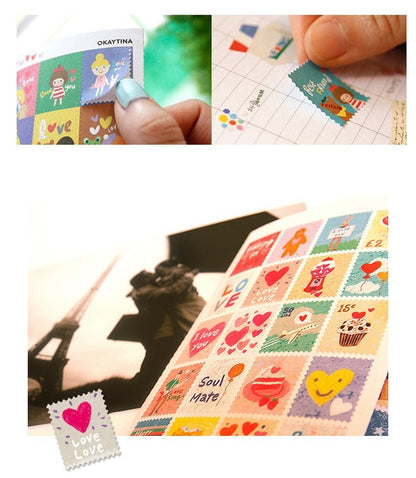 Hand Painted Paris London Stamp Stickers Journal Diary Decorations