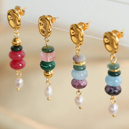 Natural Stone Earrings | Freshwater Pearl Dangle