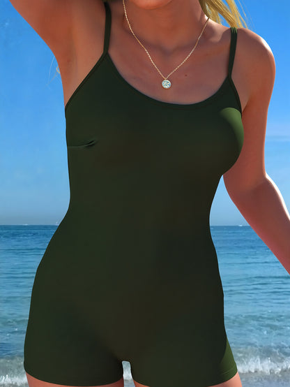 Nylon One-Piece Bikini Swimsuit | Solid Color, Sexy
