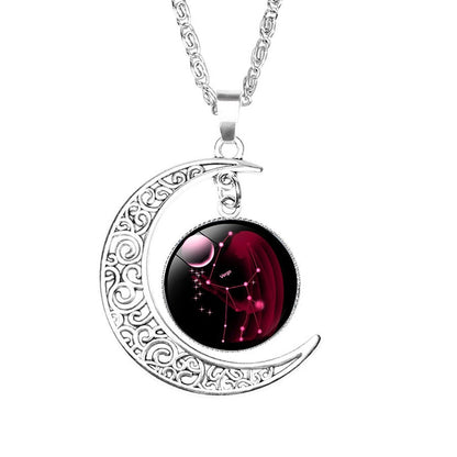 Glass Cabochon Zodiac Sign Pendant Necklace | Astrology Jewelry