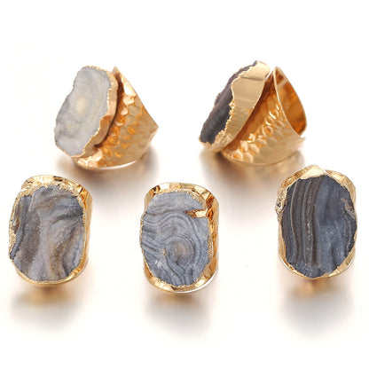 Agate Crystal Cluster Ring | Gold-Plated, Exaggerated Jewelry
