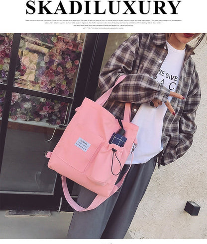 Canvas Backpack | Black, White, Yellow, Pink