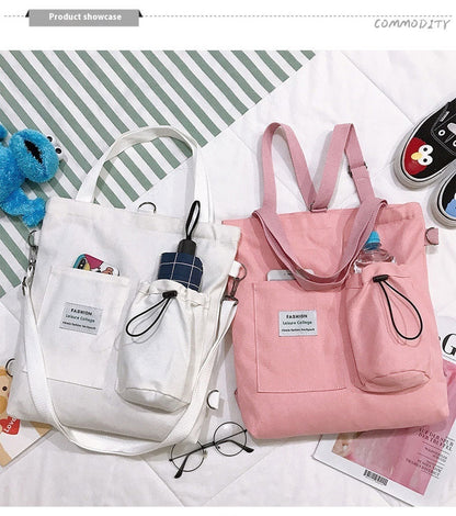Canvas Backpack | Black, White, Yellow, Pink