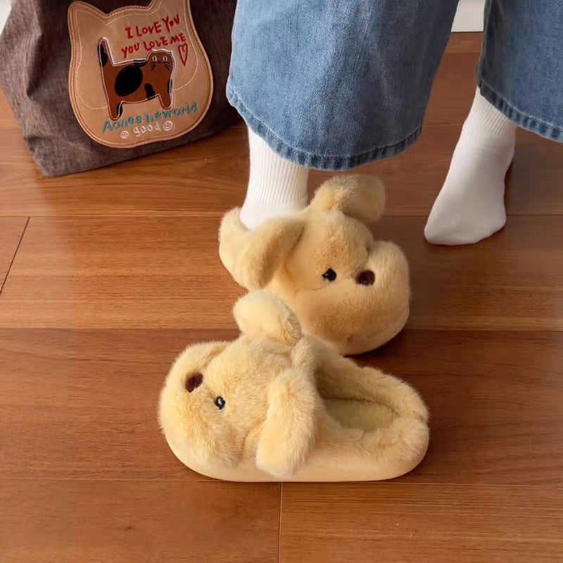 Cozy Dog Slippers for Women Indoor Home Winter Warm Non-Slip Cotton Shoes