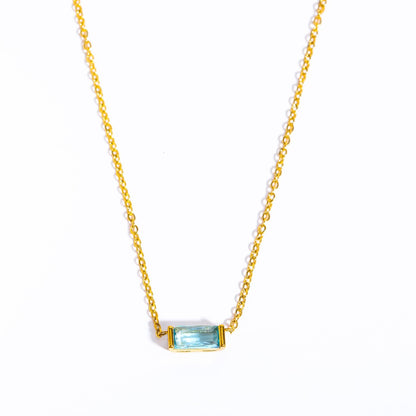 Stainless Steel Birthday Stone Necklace | Zirconia, 40+5cm