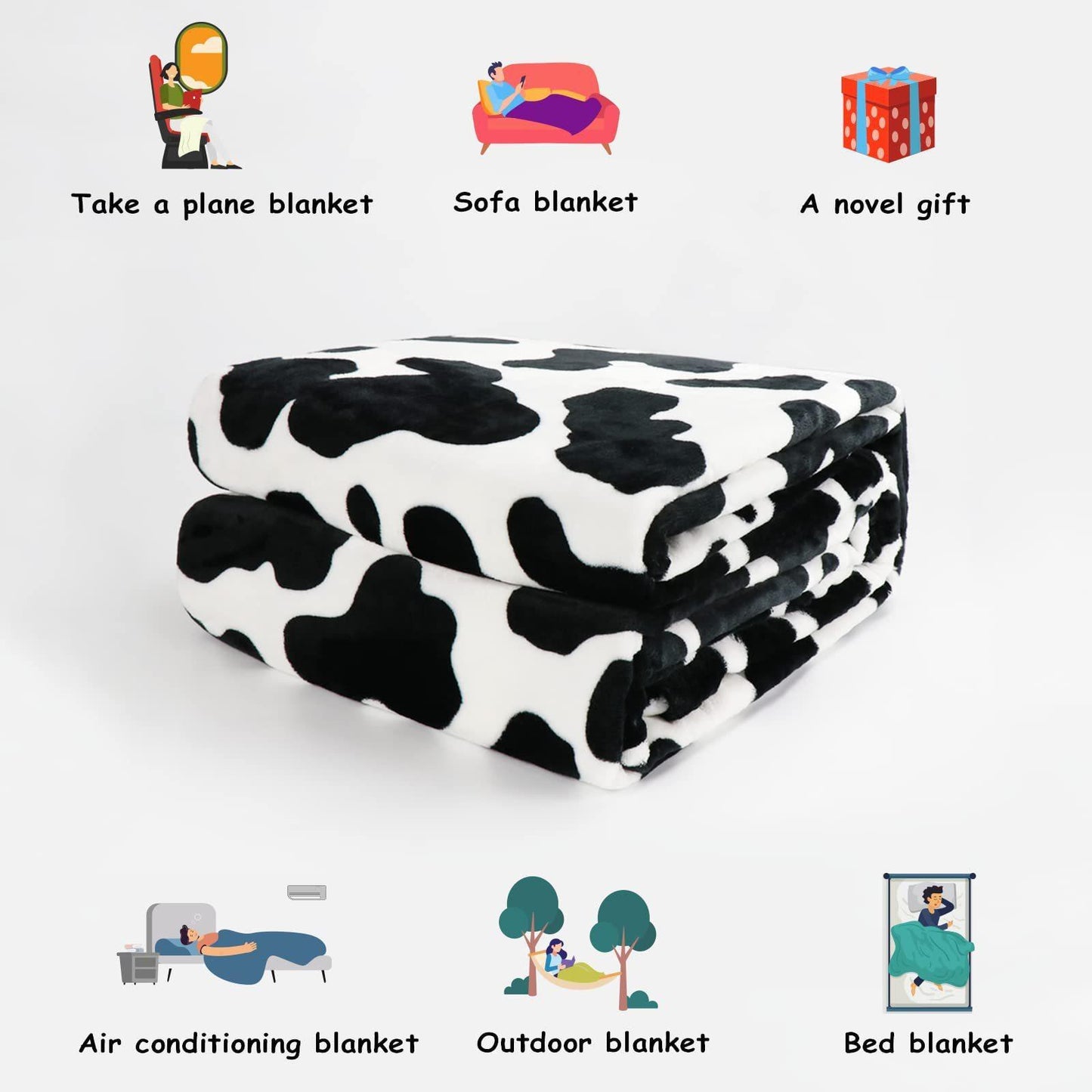 Flannel Blanket | Cow Print, Nordic Style