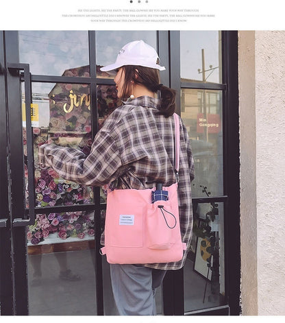 Canvas Backpack | Black, White, Yellow, Pink