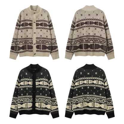 Knitted Sweater Jacket | Khaki, Black, Loose Fit