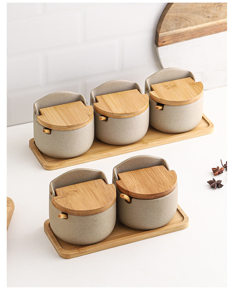Ceramic Seasoning Jar | Clay with Bamboo Cover