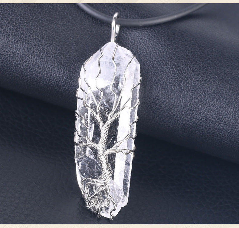 White Crystal Pendant Necklace | Irregular Size, 45cm Chain