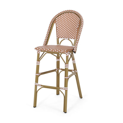 Aluminum Frame Wicker Bar Stool | Rust, Set of 2