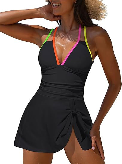 Color blocked one-piece swimsuit bikini
