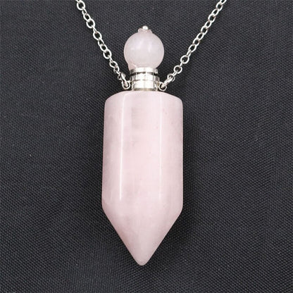 Natural Stone Perfume Bottle Necklace | Fluorite Pendant