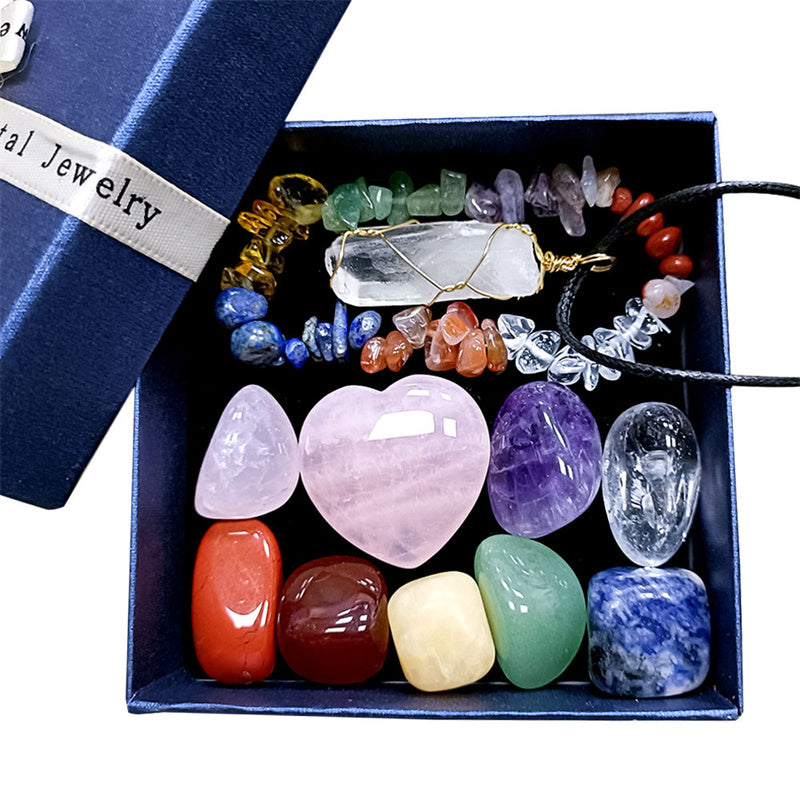 Natural Crystal Stone Chakras Bracelet | 11pcs Set