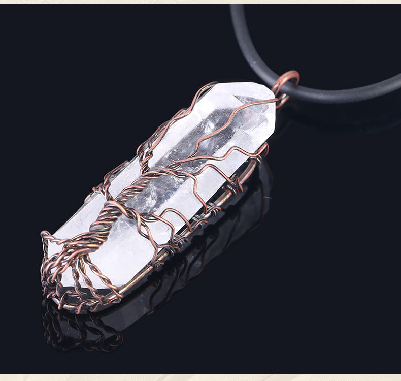 White Crystal Pendant Necklace | Irregular Size, 45cm Chain