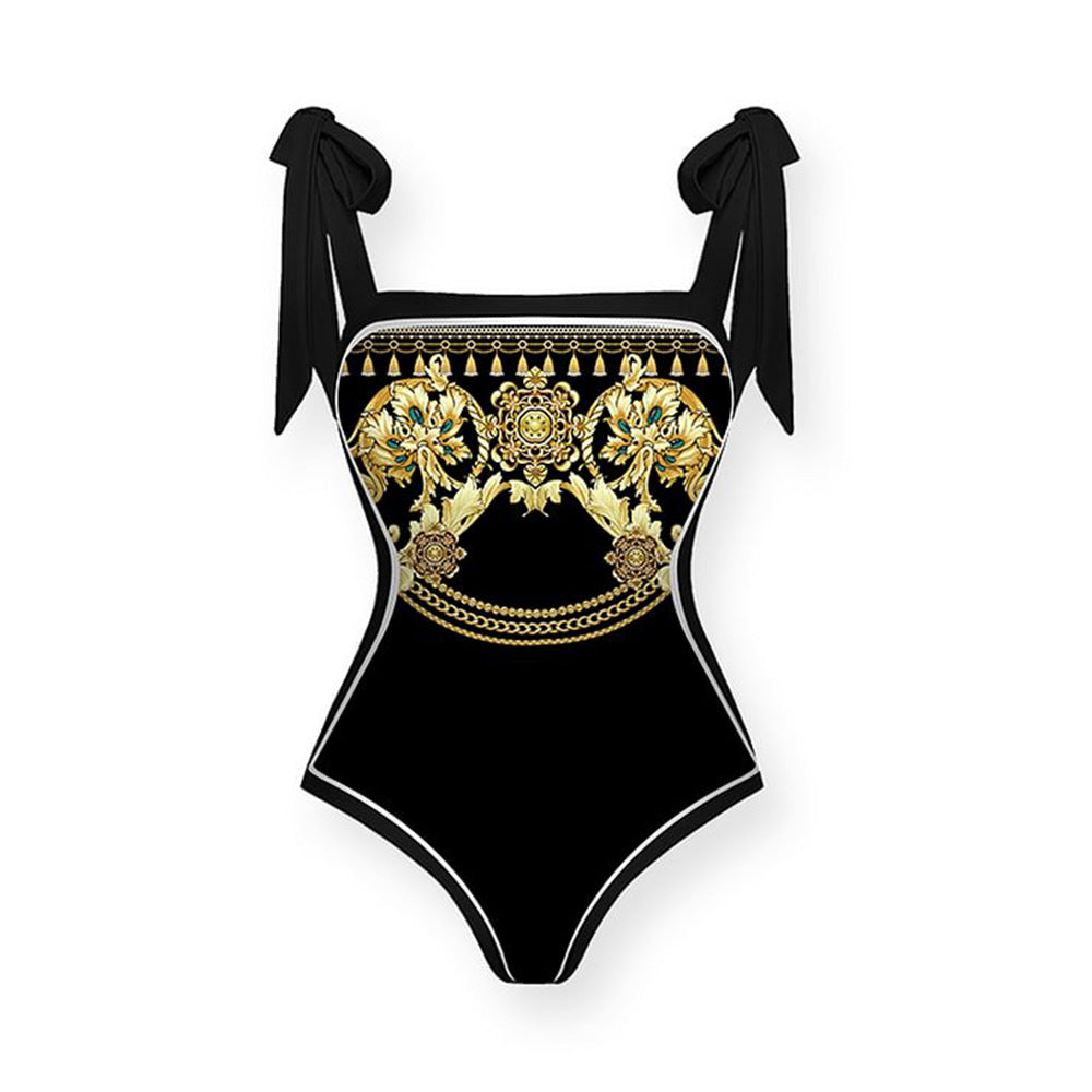 Polyester One-Piece Swimsuit | Double-Sided, Black