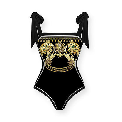 Polyester One-Piece Swimsuit | Double-Sided, Black