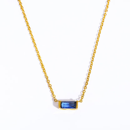 Stainless Steel Birthday Stone Necklace | Zirconia, 40+5cm