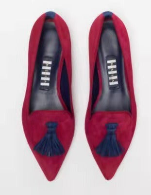 Canvas Flat Bottomed Women's Shoes | Pointed Toe, Fringe