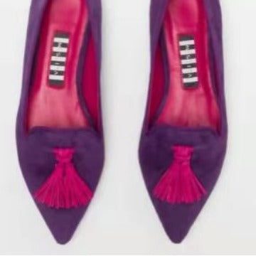 Canvas Flat Bottomed Women's Shoes | Pointed Toe, Fringe