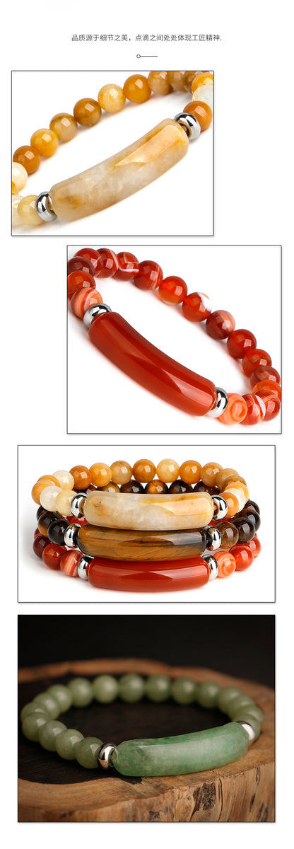 Agate Bracelet | Pink Crystal, 8mm, Women's