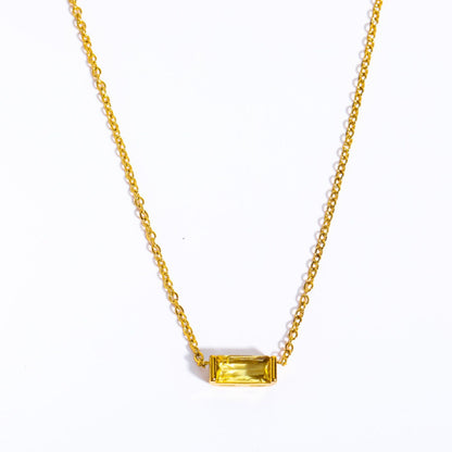 Stainless Steel Birthday Stone Necklace | Zirconia, 40+5cm