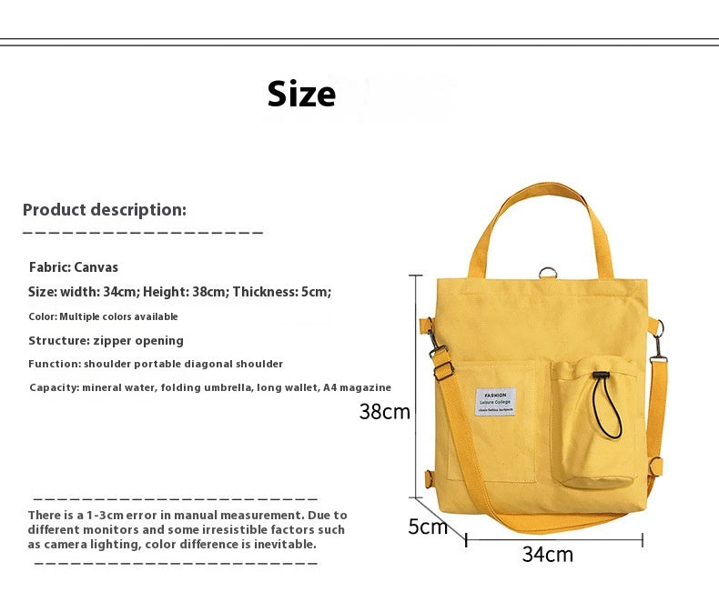 Canvas Backpack | Black, White, Yellow, Pink