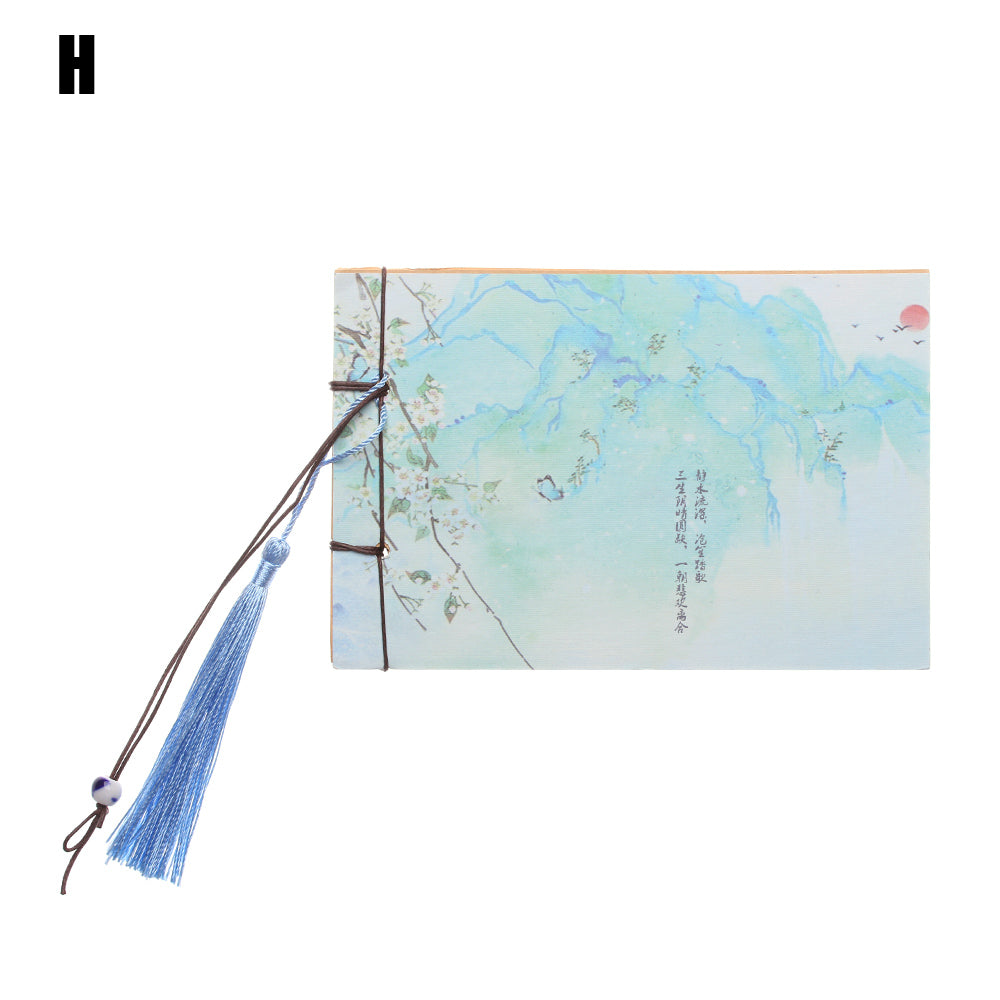 Qing Jun Blank Notebook With Tassels Kraft Cover 12 x 14.5cm