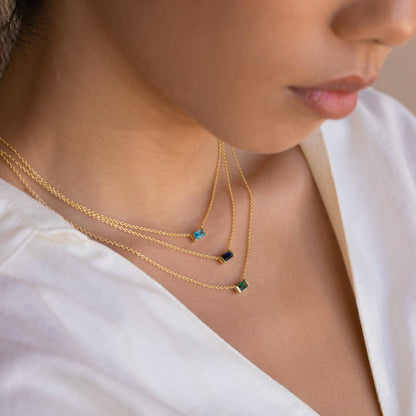 Stainless Steel Birthday Stone Necklace | 12 Zirconia