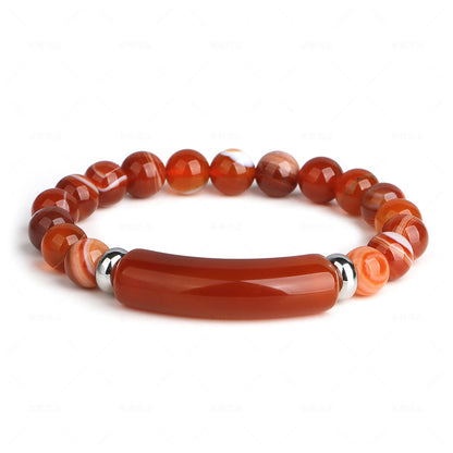 Agate Bracelet | Pink Crystal, 8mm, Women's
