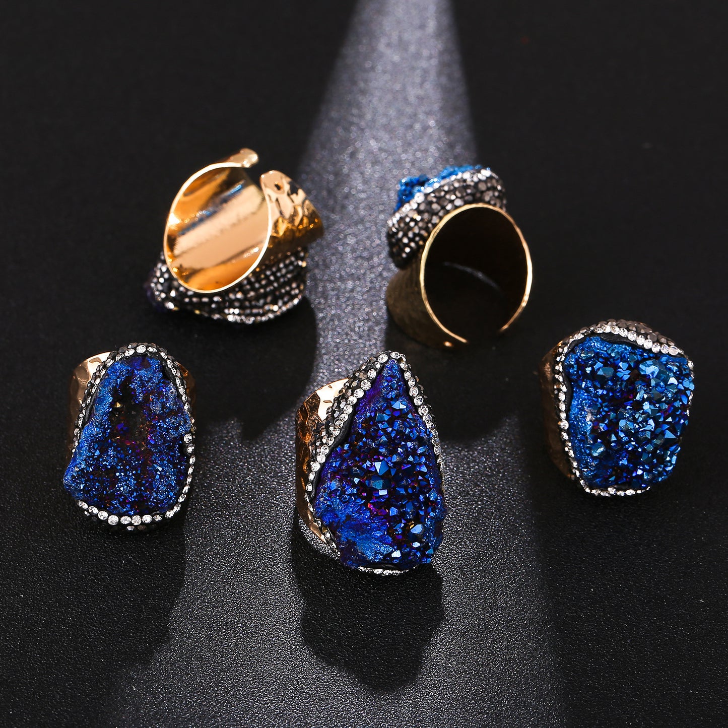 Crystal Cluster Ring | Gold-Plated, Handmade Jewelry