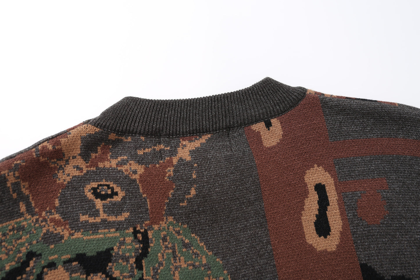 Blended Fiber Jacquard Sweater | Apricot, Green