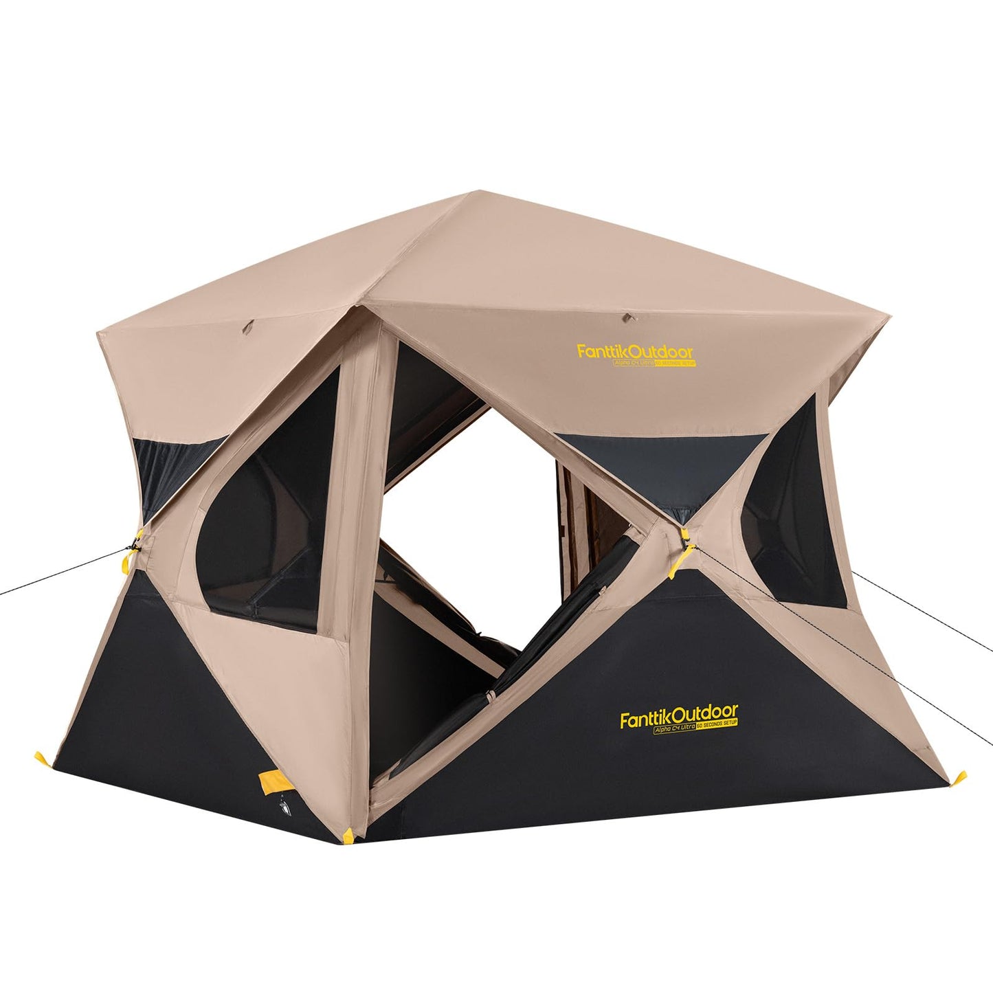 FanttikOutdoor Alpha C4 Ultra Camping Tent 4 Person Pop Up Instant Cabin Setup in 60 Seconds Portable Hub Tent with Rainfly & Windproof for Outdoor Camping & Overlanding