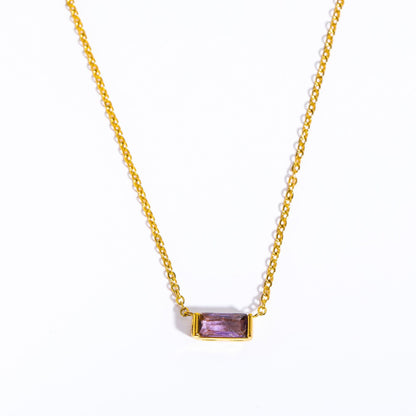 Stainless Steel Birthday Stone Necklace | 12 Zirconia