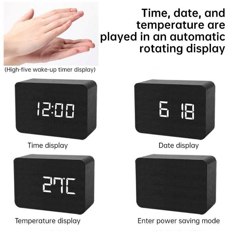 Wooden Digital Clock | Voice Controlled LED Alarm