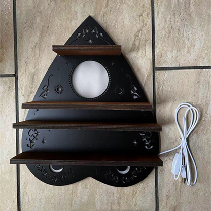 Boxwood Luna Moth Lamp Shelf | Crystal Decor, Living Room