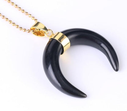 Natural Stone Half Moon Necklace | Purple & Pink