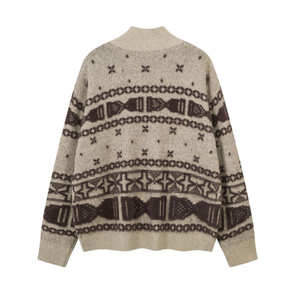Knitted Sweater Jacket | Khaki, Black, Loose Fit